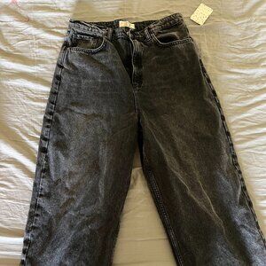 Free People High Waisted Wide-Leg Jeans in Inky Black (Size 32)